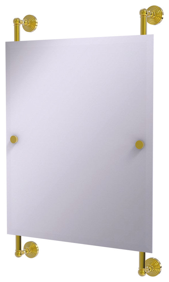 Waverly Place Rectangular Frameless Rail Mounted Mirror, Polished Brass