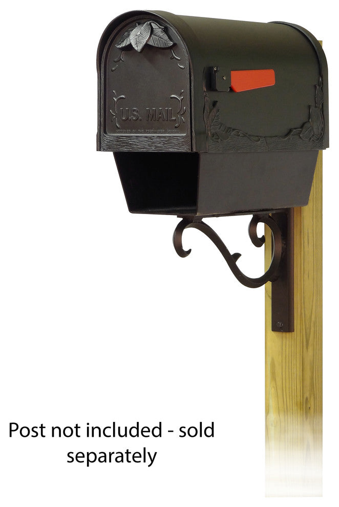 Floral Mailbox With Newspaper Tube & Sorrento Front Mailbox Mounting Bracket