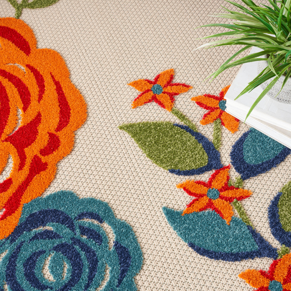 Nourison Aloha 7'10" Round Multicolor Contemporary Area Rug