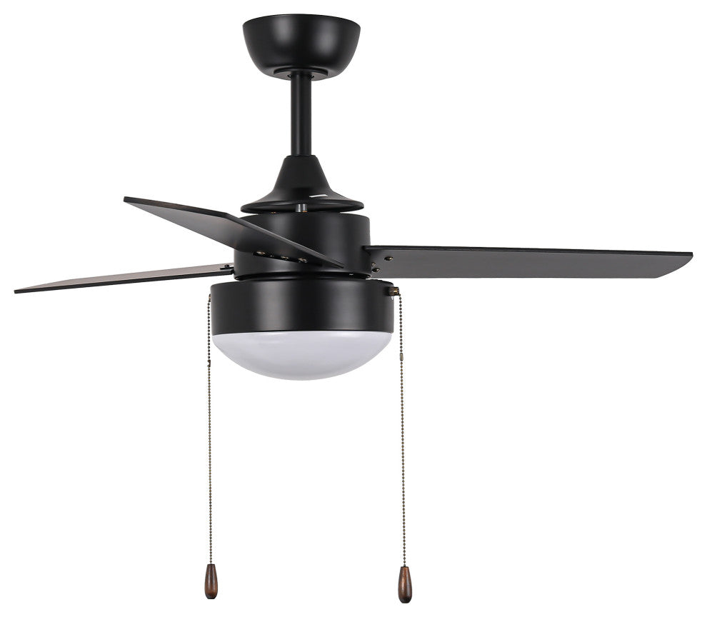 42-inch Industrial Black Ceiling Fan with Light and Pull Chain