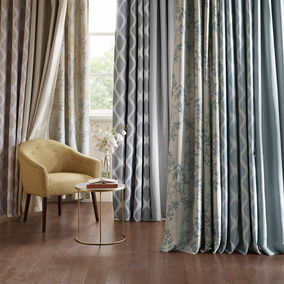 SunSmart Blakesly Ikat Blackout Window Panel, Grey, Taupe, 100"x84"