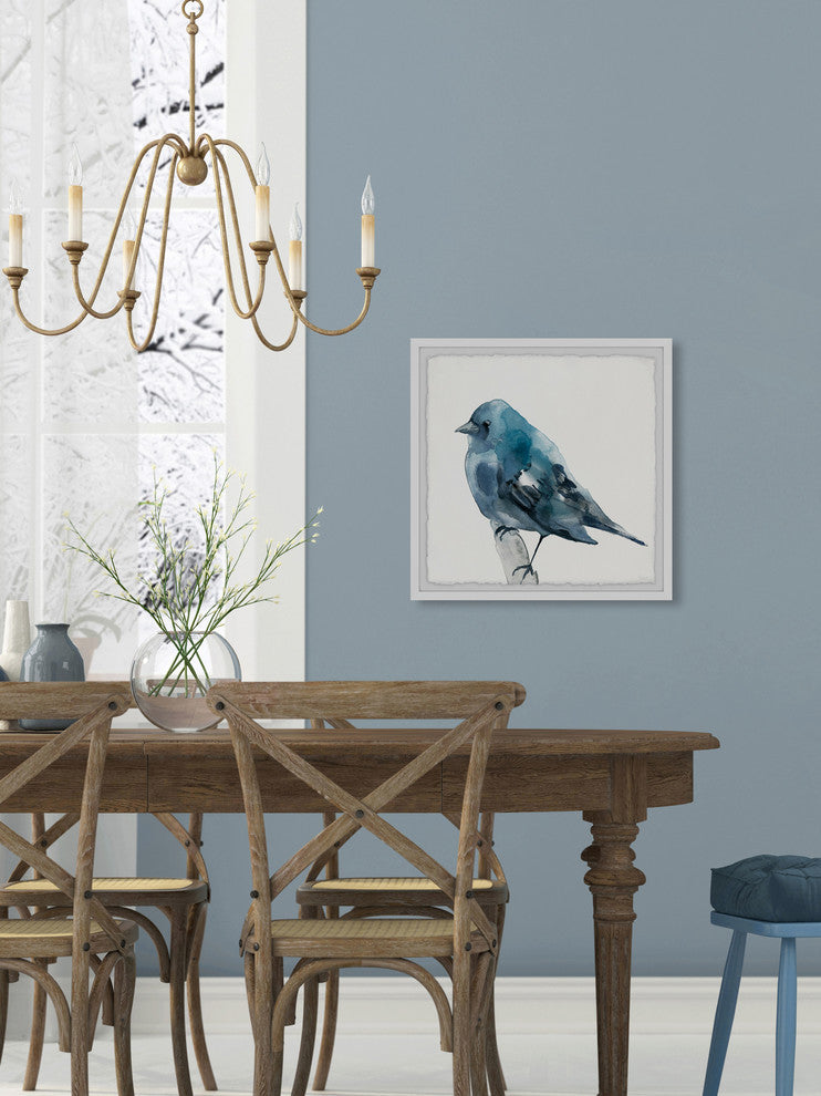 "Chubby Blue Bird" Framed Painting Print, 24"x24"