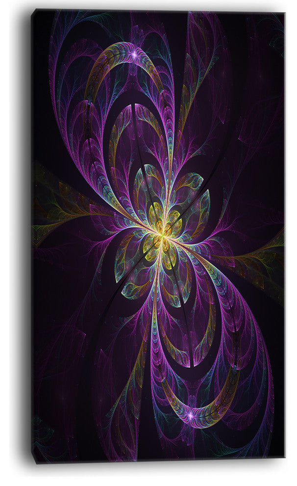 "Purple Abstract Floral Shapes" Floral Wall Art Canvas, 16"x32"