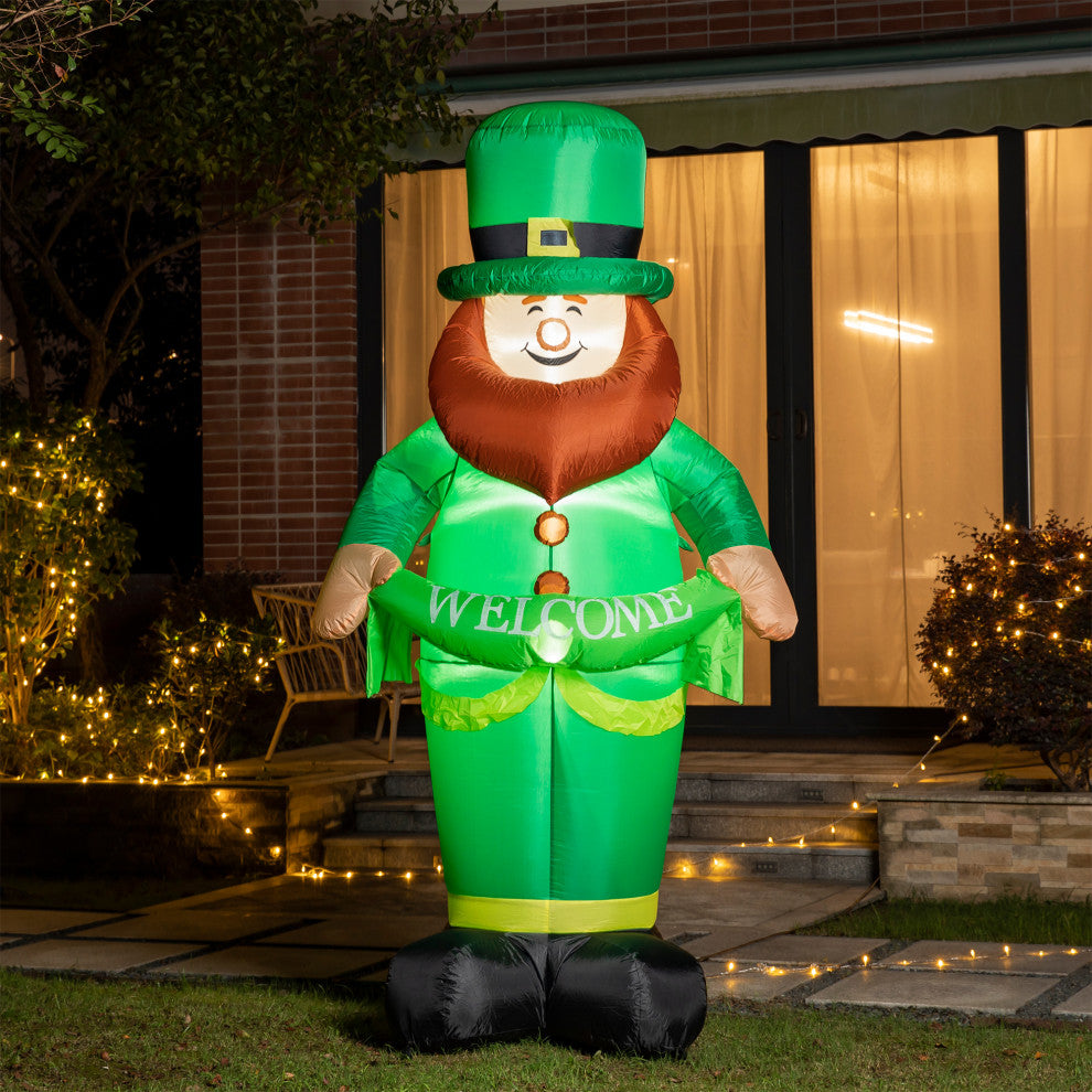 8' Lighted St. Patrick's Inflatable Leprechaun Decor