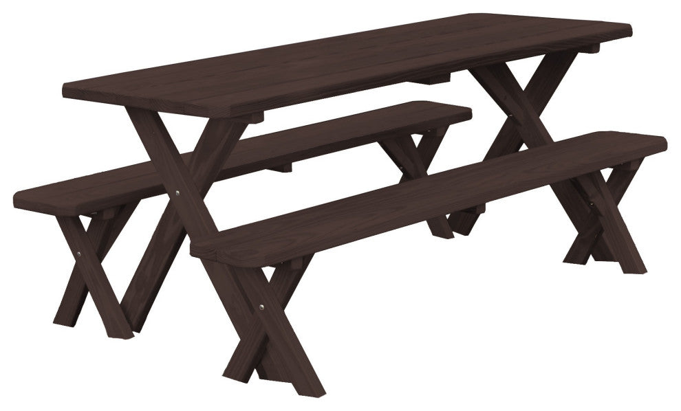 Pressure Treated Pine Cross Leg Picnic Table with Benches