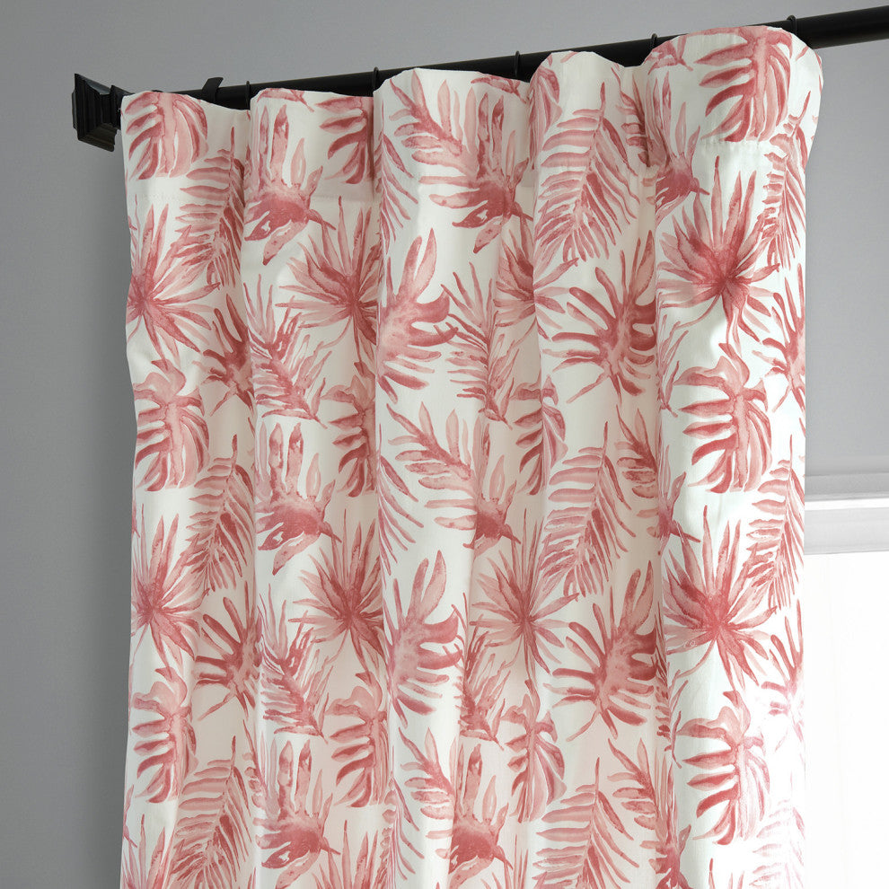 Artemis Printed Cotton Curtain Single Panel, Artemis Rust, 50wx108l