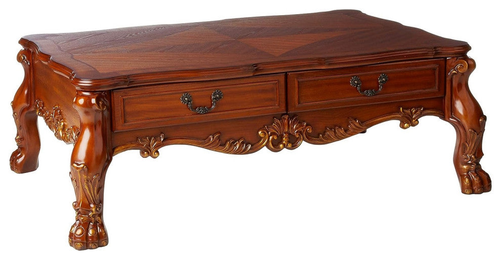 54"x36"x20" Cherry Oak Wood Coffee Table