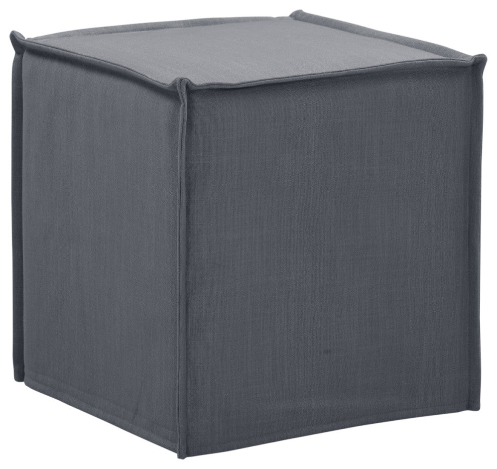 Rustic Manor Jazmyn Ottoman Upholstered, Linen, Dark Gray