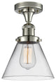 1-Light Large Cone 8" Semi-Flush Mount, Polished Nickel, Glass: Clear