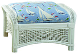 Regatta Ottoman, White, Wheat Fabric