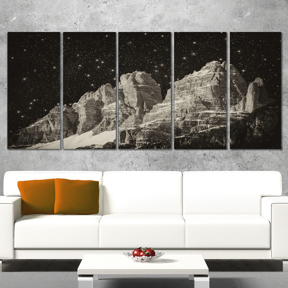 High Peaks of Dolomites Italian Alps, Landscape Canvas Print, 60"x28", 5 Panels