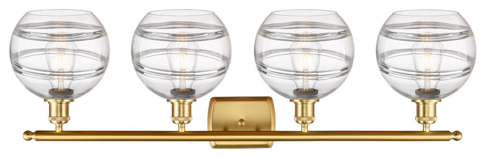 Ballston-Rochester 4-Light 38" Bath Vanity Light, Satin Gold, Clear