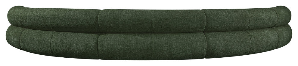 Bale Cream Chenille Fabric Modular Sofa, Green, 5-Piece, Arc Shaped
