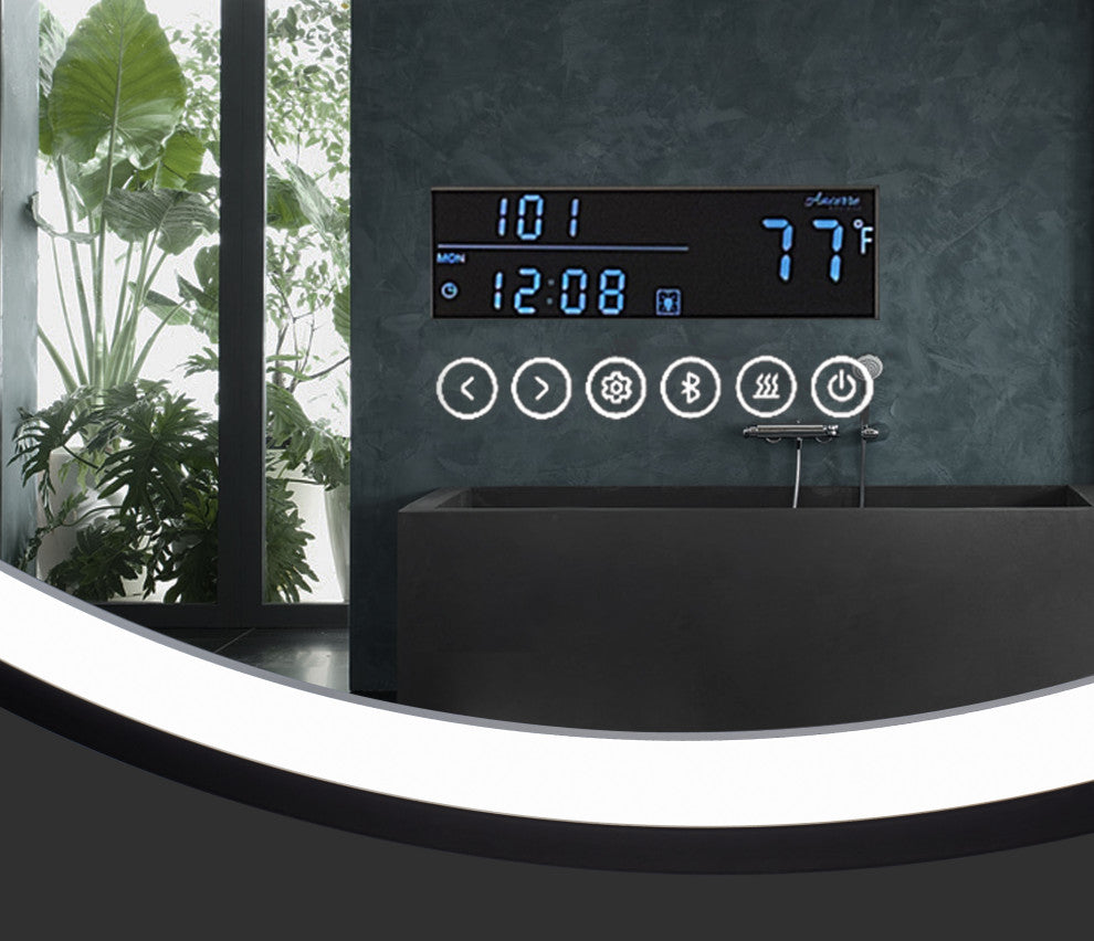 Cirque Round LED Mirror, 30", Bluetooth
