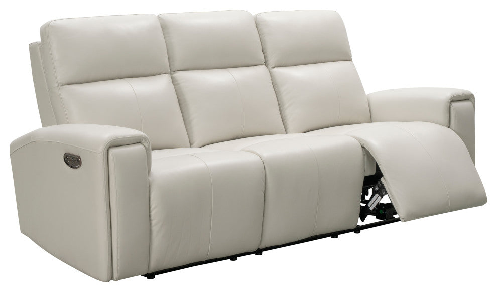 Perry Leather Power Reclining Sofa With Power Headrests, Ivory