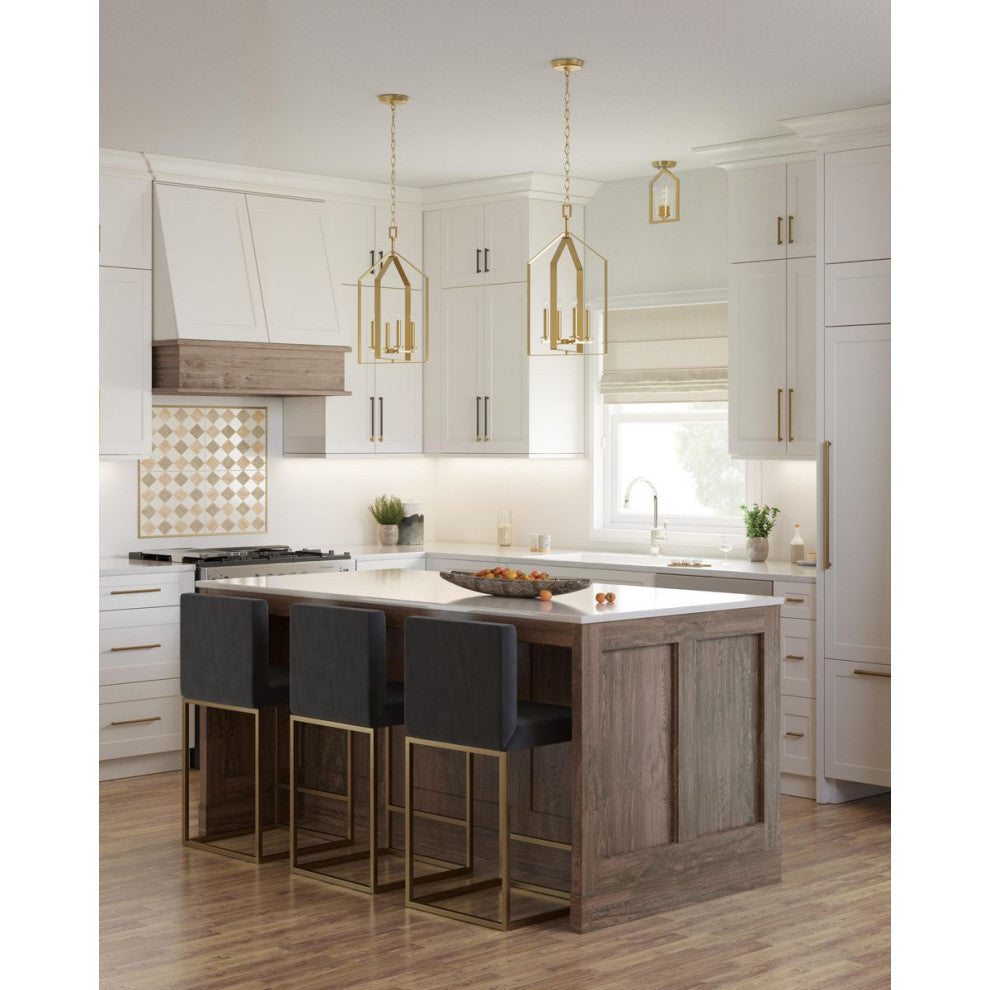 Vertex Collection One-Light Brushed Gold Clear Glass Semi-Flush Mount