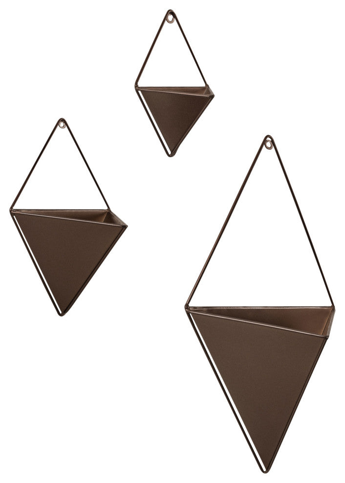 Tulla Geometric Hanging Wall Planter, Bronze 3 Piece