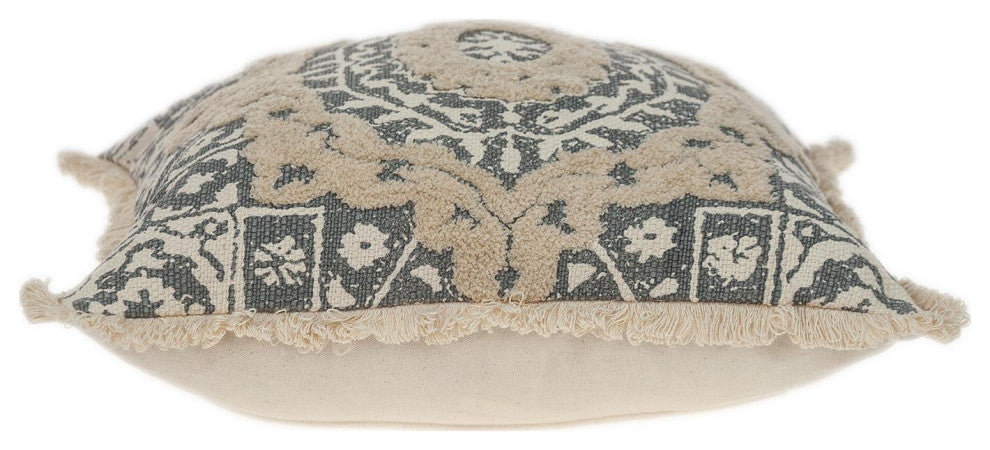 Parkland Collection Abu Beige Throw Pillow, Square, Beige/Gray
