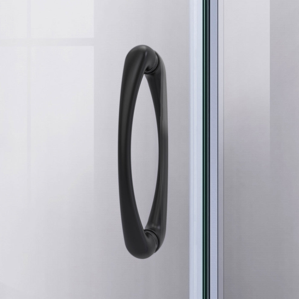 Prime 36x74 3/4 Frosted Glass Sliding Shower Enclosure Satin Black, Black