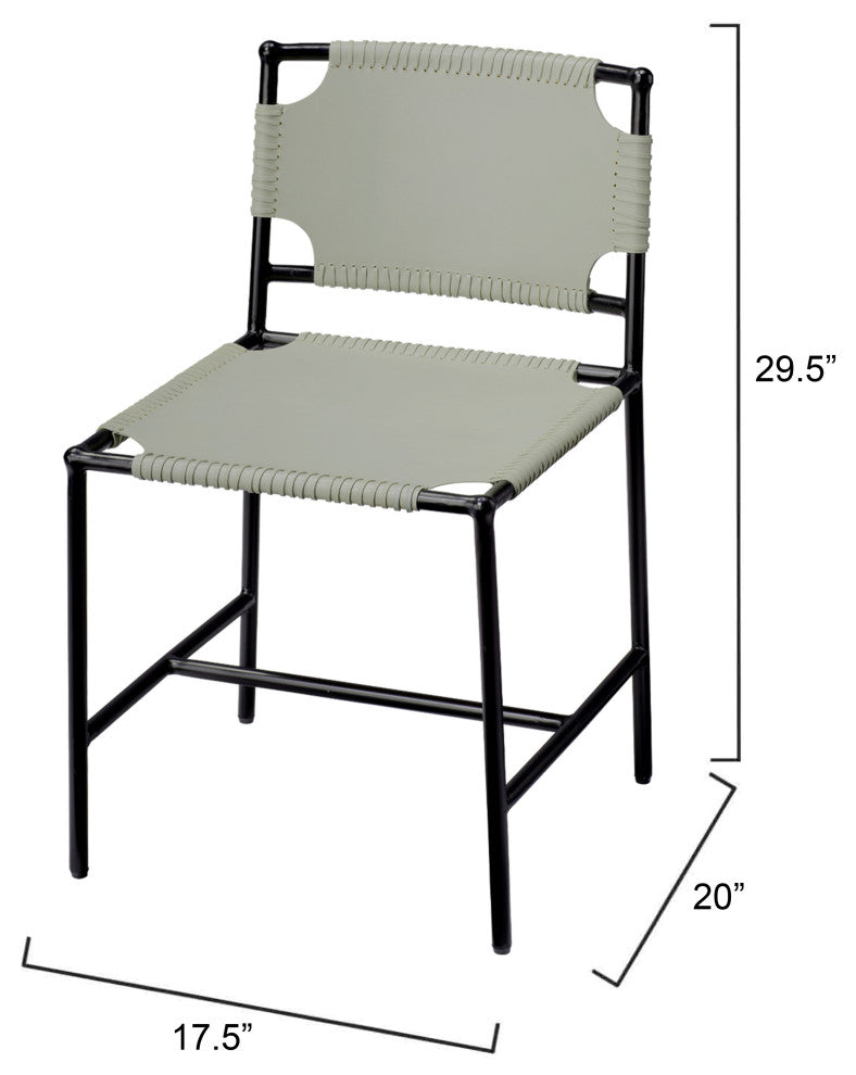 Asher Leather Dining Chair, Grey