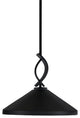 Cavella Stem Mini Pendant, Matte Black Finish, 5" Chrome Oval Metal Shade