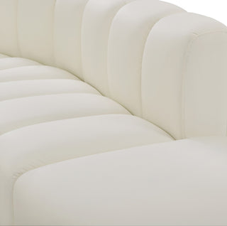 Arc Vegan Leather Upholstered 7-Pc. L-Shaped Modular Sectional, Cream