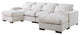 Reversible Modular Sectional Fabric Sofa With Two Ottoman-Beige