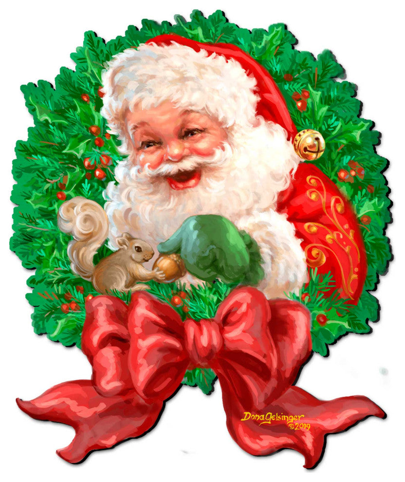 Santa Bow Wooden Wreath