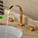 Chile Gold Long Neck Dual Handle Deck Mount Bathroom Sink Faucet