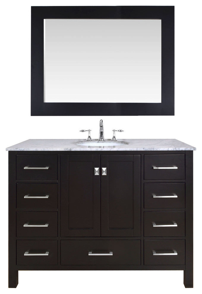 48" Malibu Espresso Single Sink Bathroom Vanity, Mirror