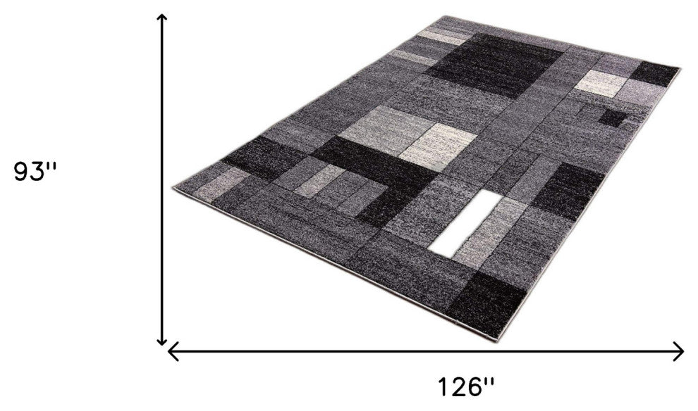 8"x11" Gray Distressed Geometric Area Rug