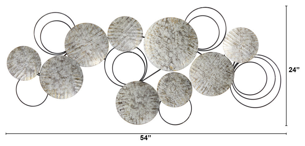 Nearly Natural 7068 4.5x2 Galvanized Embossed Metal Discs Wall Art Decor