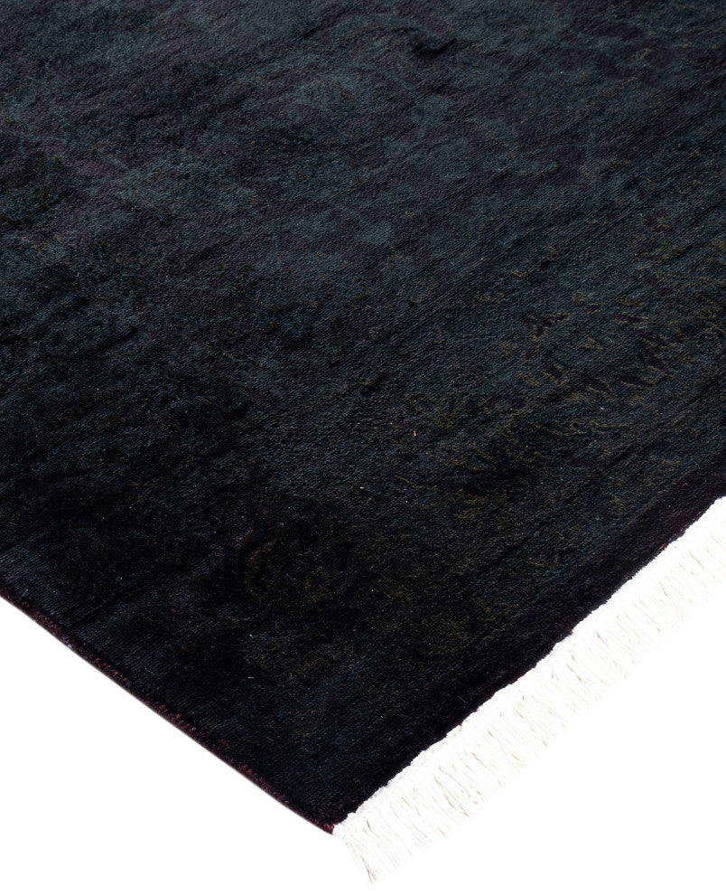 Overdyed One-of-a-Kind Hand-Knotted Area Rug Black, 4' 1" x 6' 5"