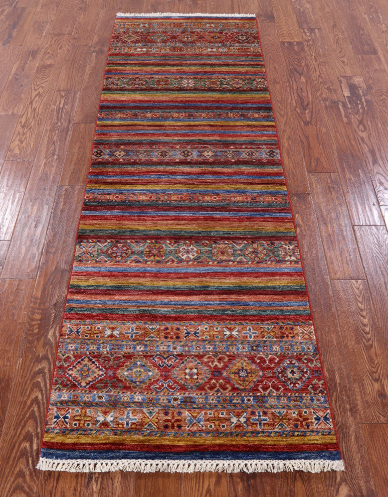 Hand-Knotted Super Kazak Khorjin Runner Rug 2' 8" X 7' 11" Q10108
