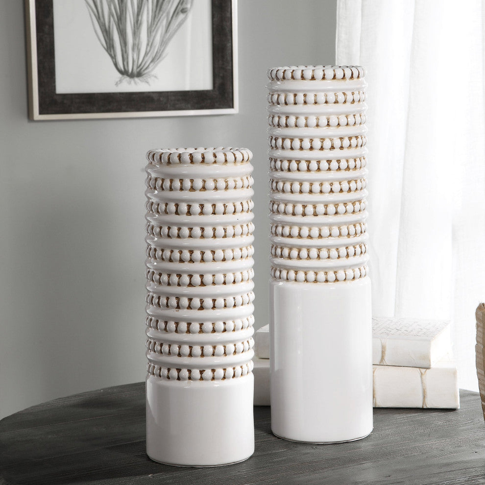 Uttermost Angelou White Vases, Set of 2
