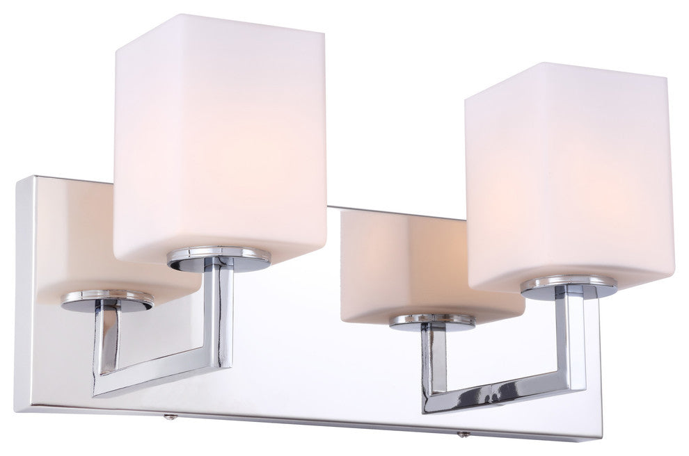 Woodbridge Candice Bath/Wall, 2-Light, 13.75"W, Opal Square Glass, Halogen