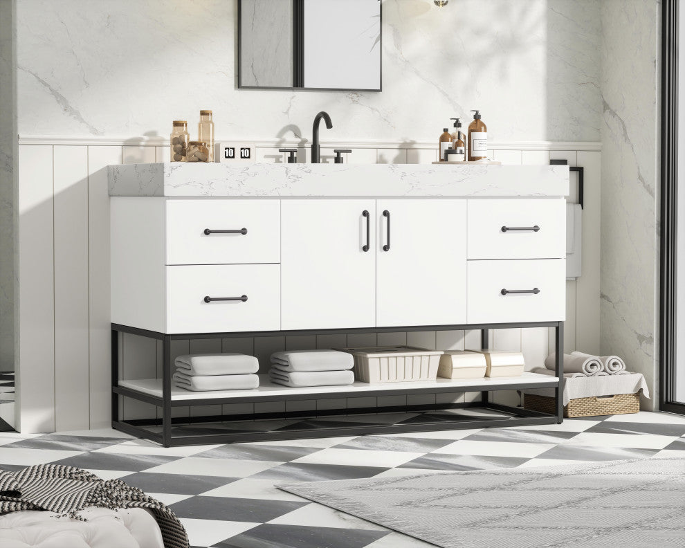 Home Living 54" Single Bathroom Vanity, White