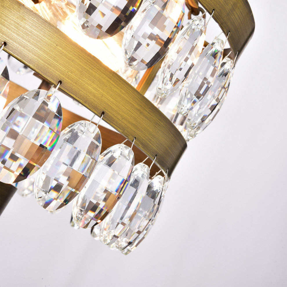Turais 7-Light Crystal Semi Flush Mount Bronze for Dining/Living Room, Bedroom