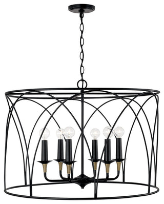 Capital Lighting 345661 Amara 6 Light 28"W Drum Chandelier - Matte Black with