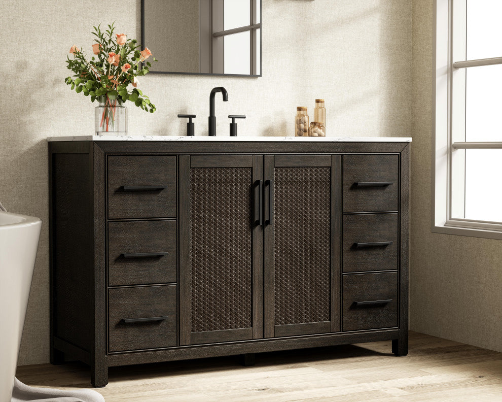 Home Living 54" Single Bathroom Vanity, Chocolate Oak