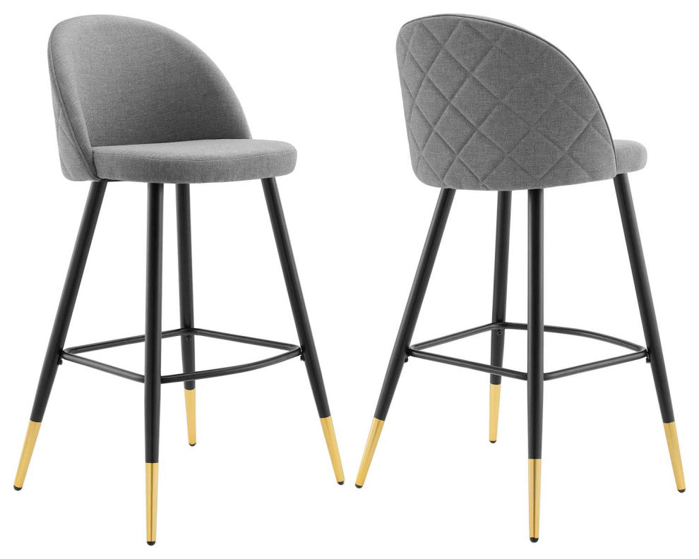 Cordial Fabric Bar Stools - Set of 2-Light Gray