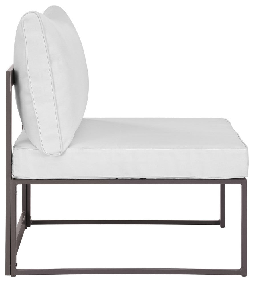 Brown White Fortuna 6-Piece Outdoor Patio Sectional Sofa Set