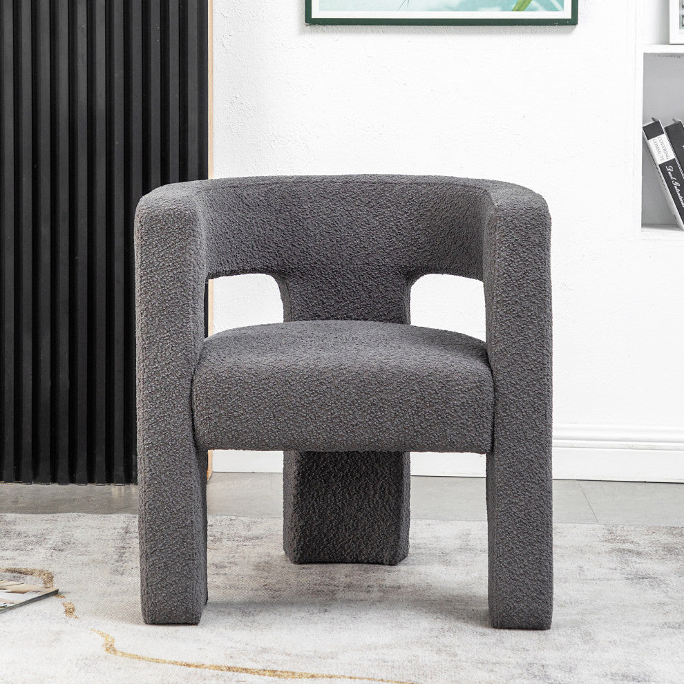 28" Wide Boucle Upholstered Square Armchair, Gray