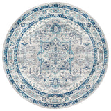 Modern Persian Vintage Medallion Area Rug, Slate, 8' Round