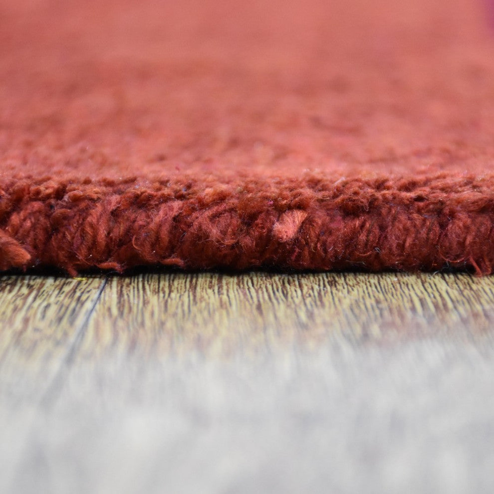 HAND KNOTTED LOOM SILK ECO-FRIENDLY AREA RUGS -10'x10',Square ,Rust,Contemporary