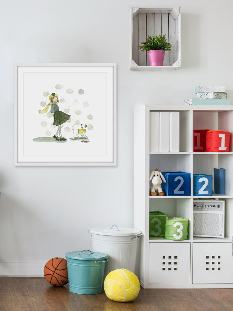 "Cora and Milo" Framed Painting Print, 12"x12"
