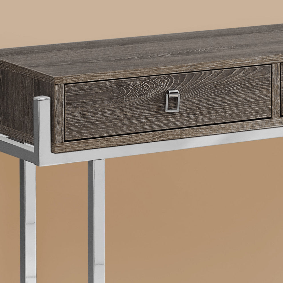 48" Taupe And Silver Console Table