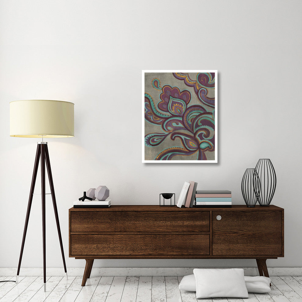 "Bohemian Paisley I Aubergine" Digital Paper Print by Silvia Vassileva, 30"x37"