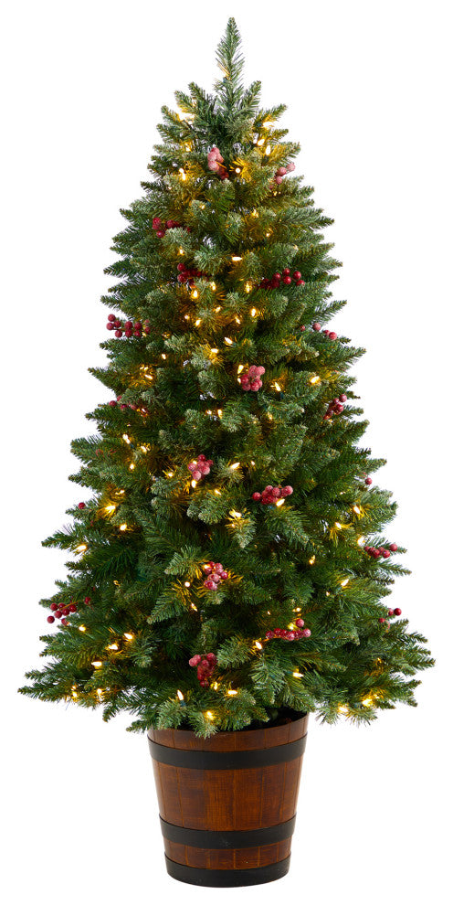 T3281 5' Frosted Colorado Aspen Pre-Lit Artificial Porch Christmas Tree