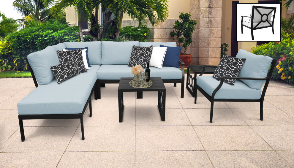 kathy ireland Madison Ave. 8 Piece Aluminum Patio Furniture Set 08m, Tranquil